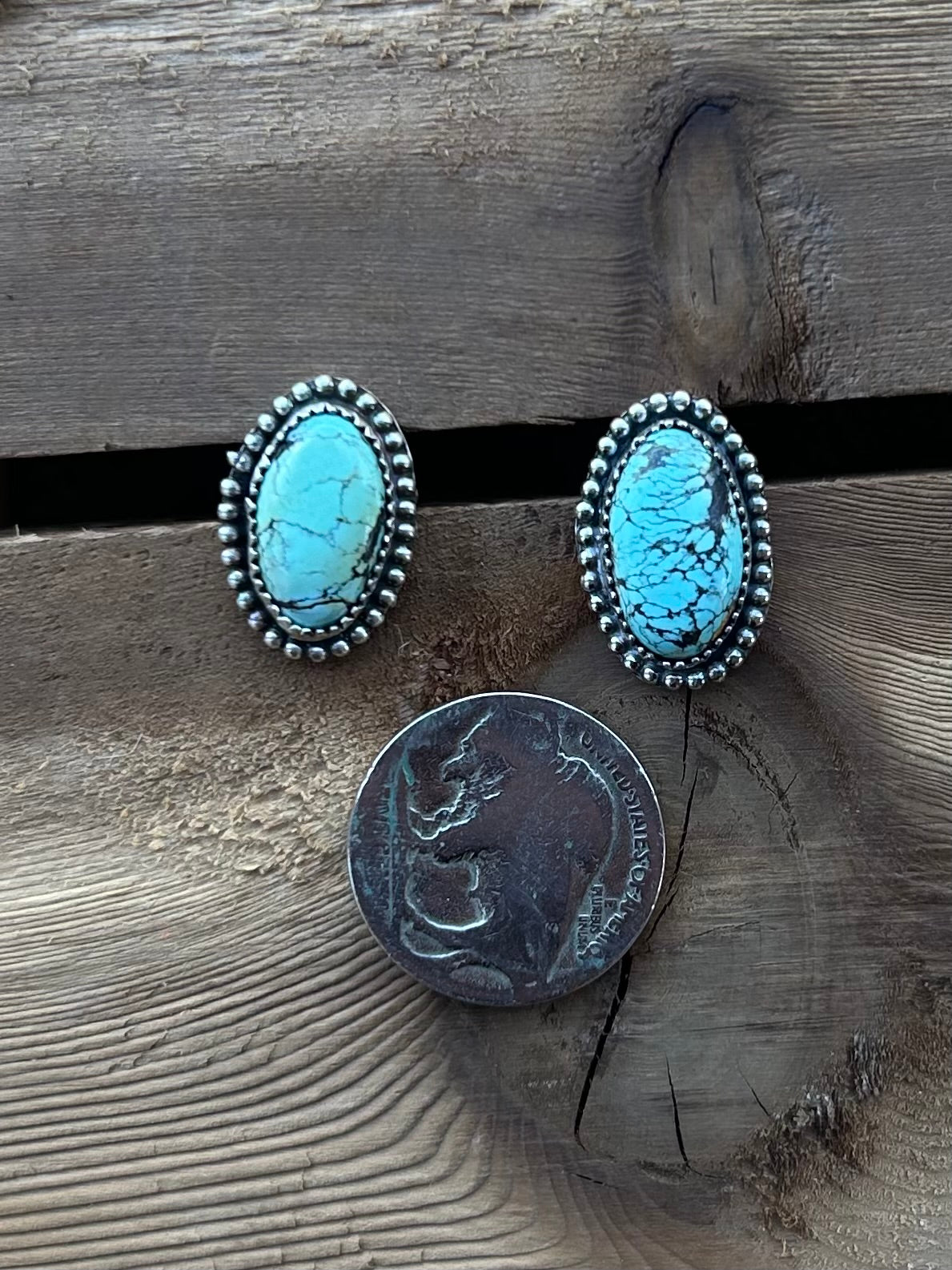 Small Black Jack Oval Studs