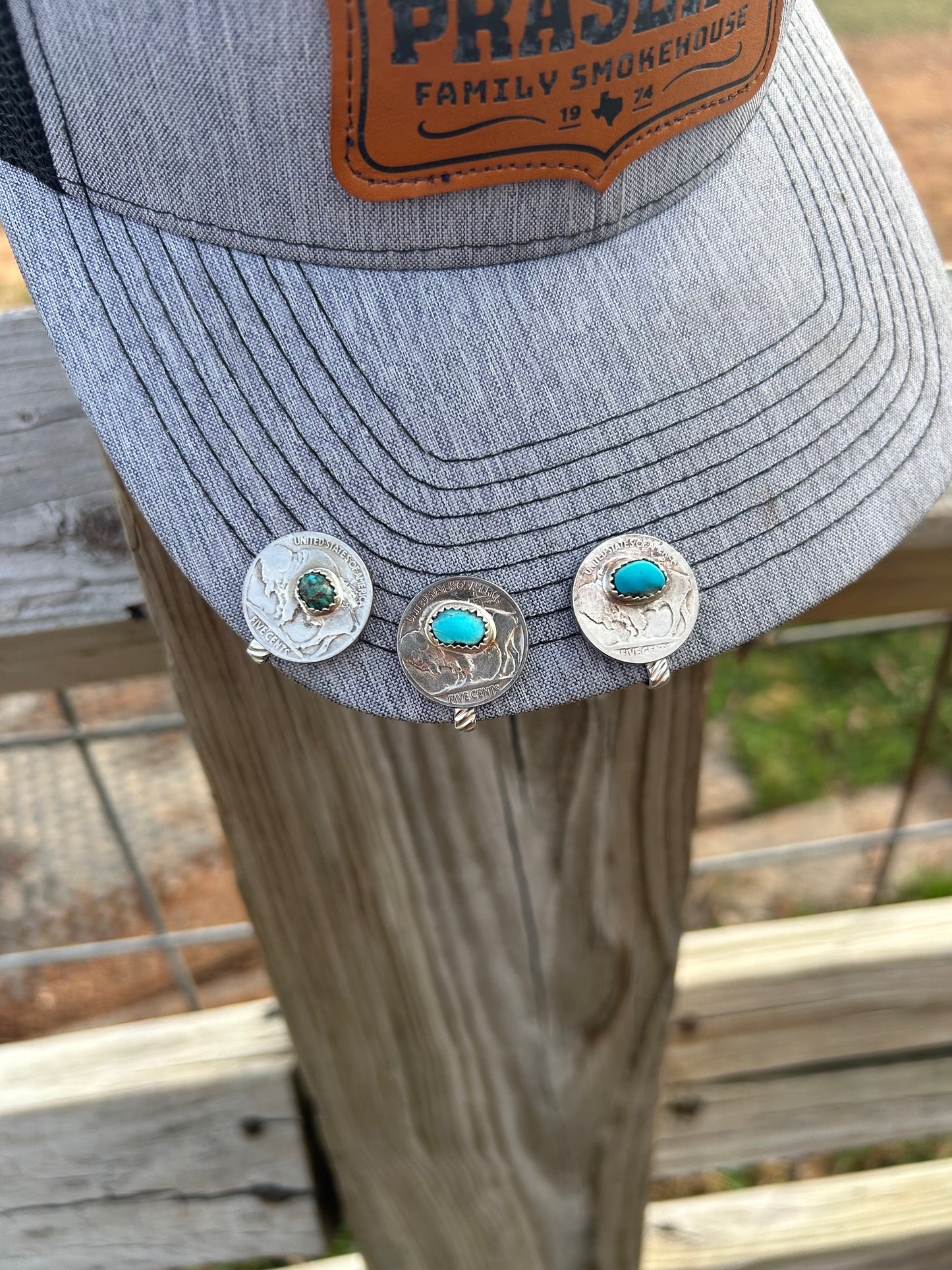 Buffalo Nickel Turquoise Hat Clip