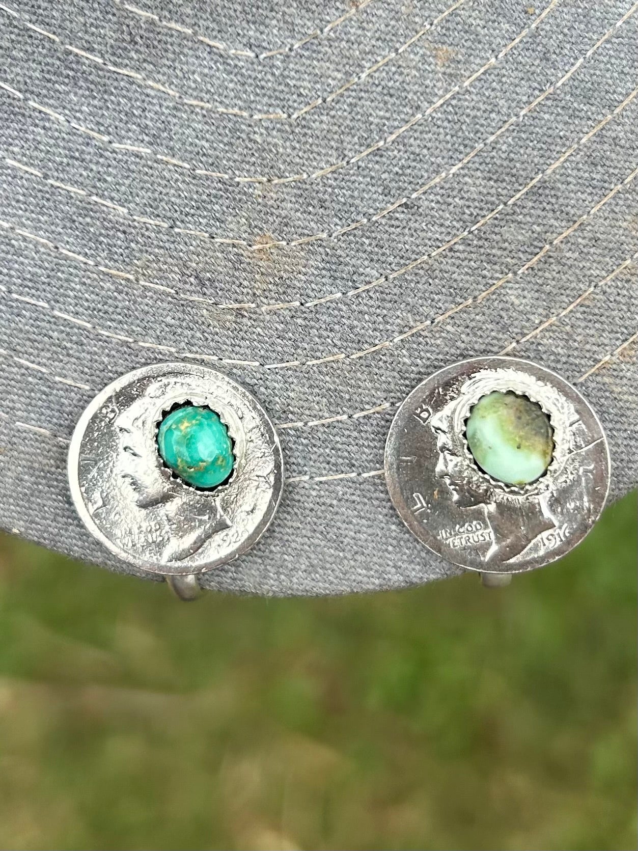Dime and Turquoise Hat Clip