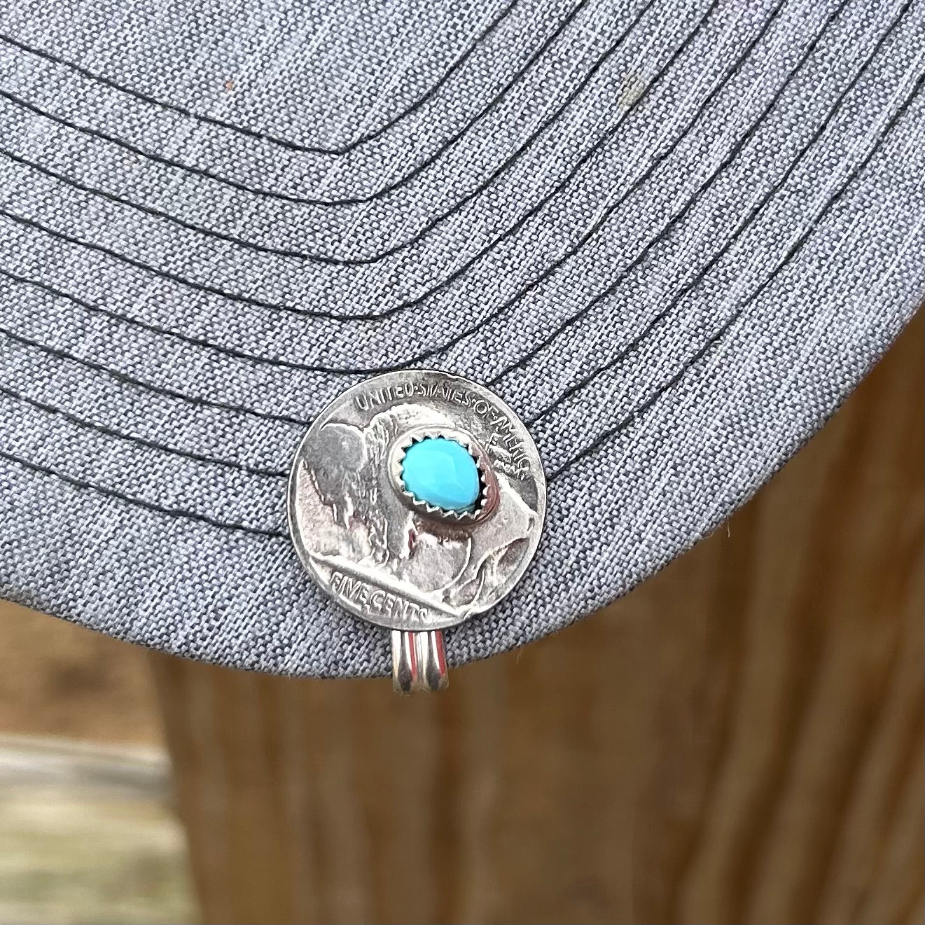 Buffalo Nickel Turquoise Hat Clip