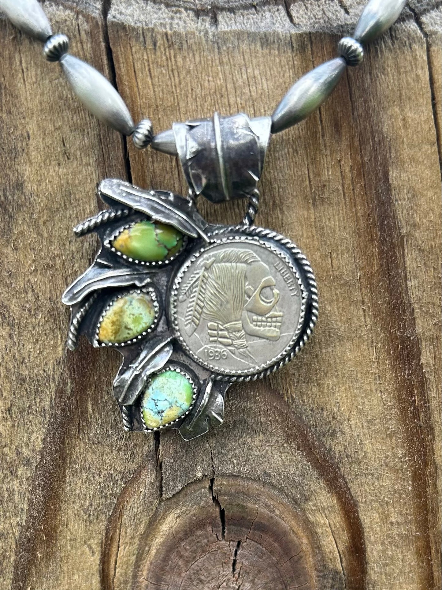 Skull head buffalo nickel pendant