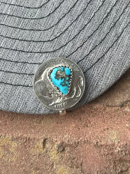 Buffalo nickel turquoise hat clips