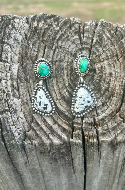 Sonoran Mountain and White Buffalo Earrings