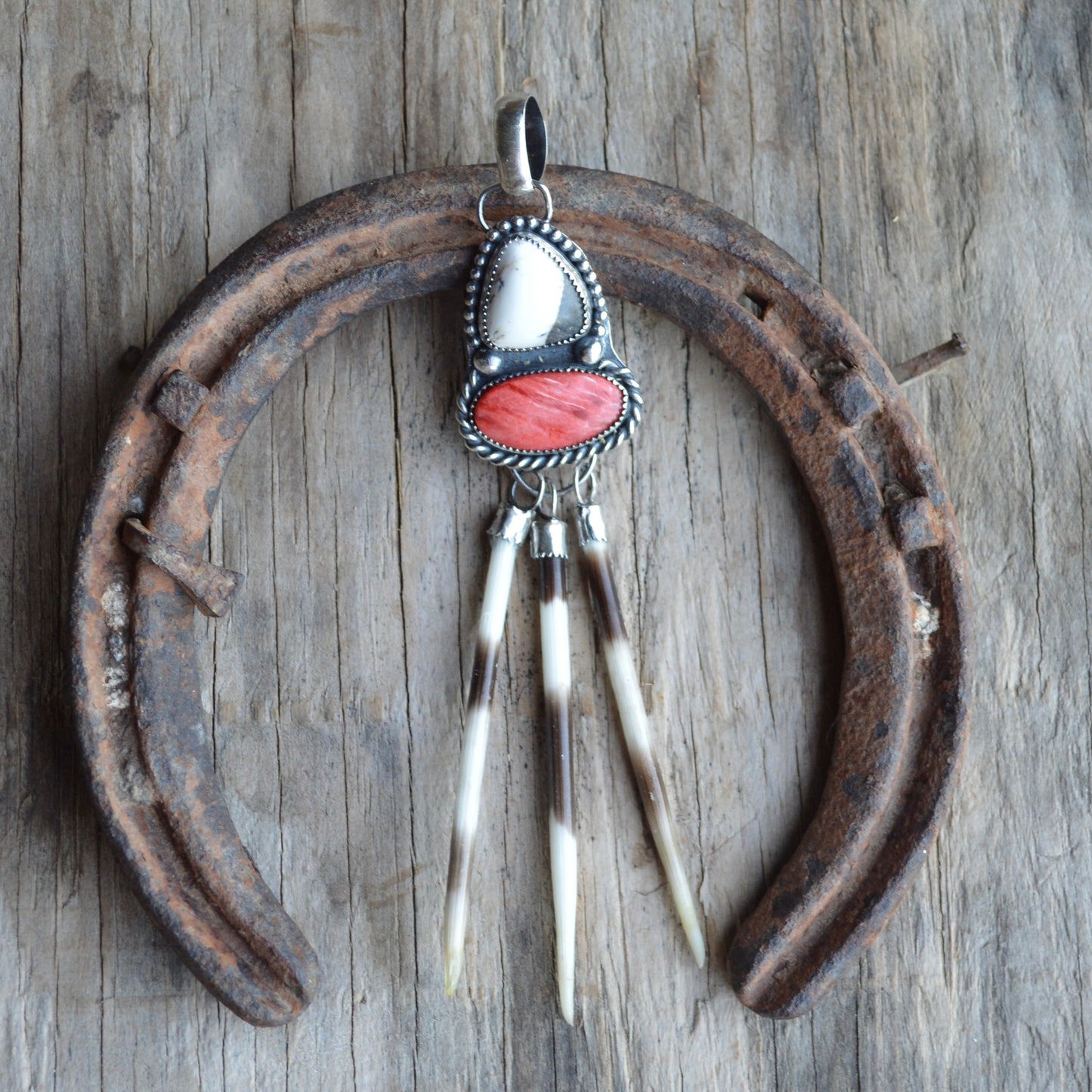 Spiny White Buffalo Quill Pendant