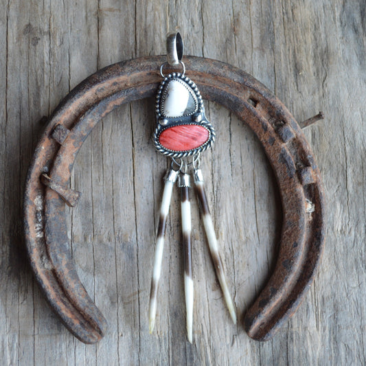 Spiny White Buffalo Quill Pendant