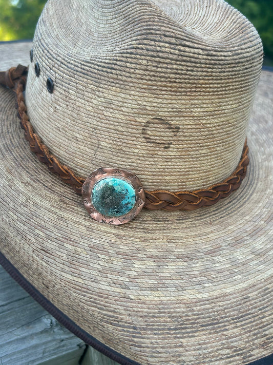 Turquoise Leather Hat Band