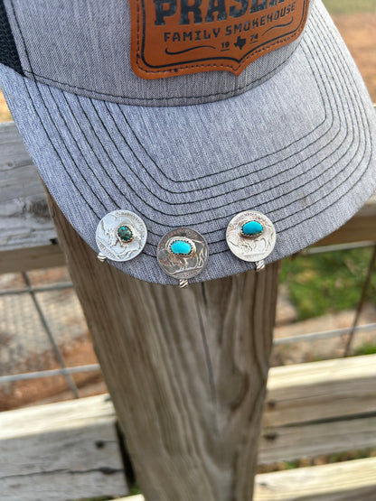 Buffalo Nickel Turquoise Hat Clip