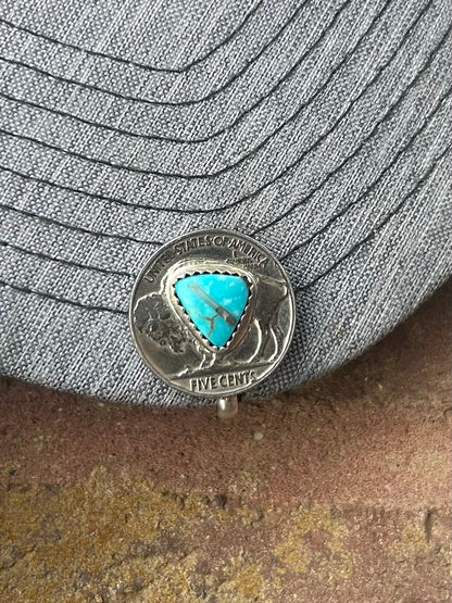 Buffalo nickel turquoise hat clips