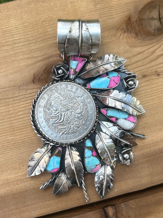 Cotton Candy Skull pendant