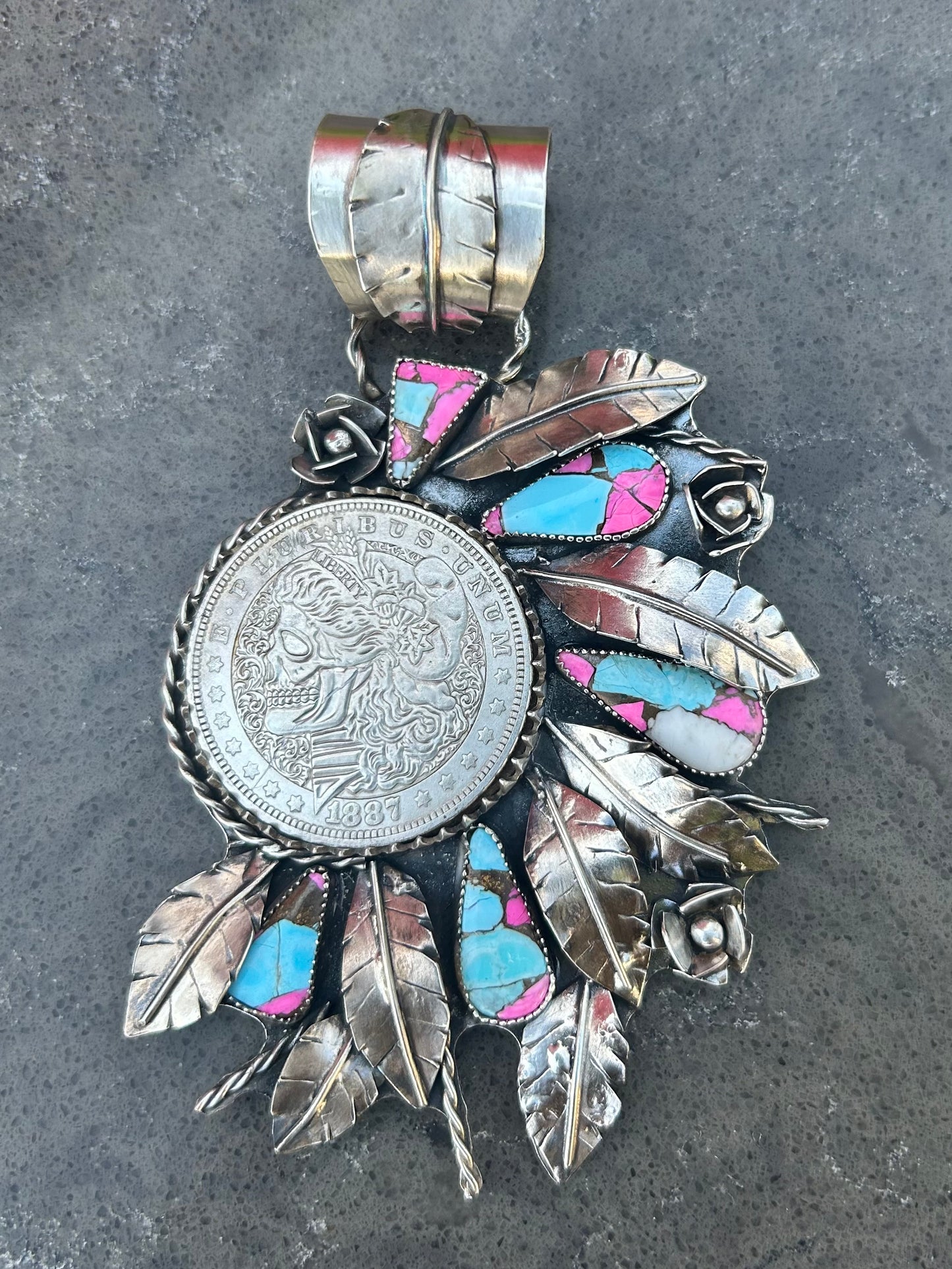 Cotton Candy Skull pendant