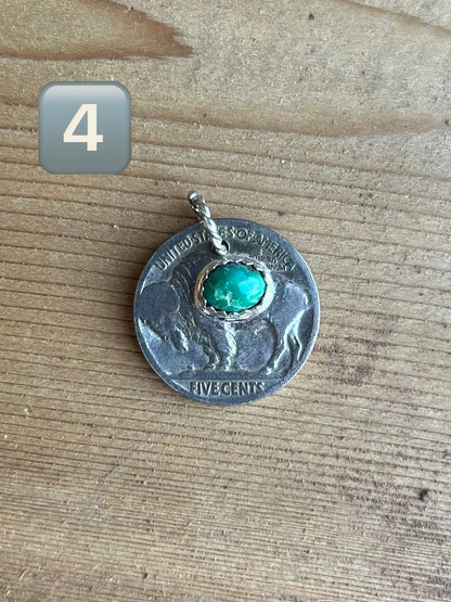 Buffalo Nickel and Turquoise Pendant