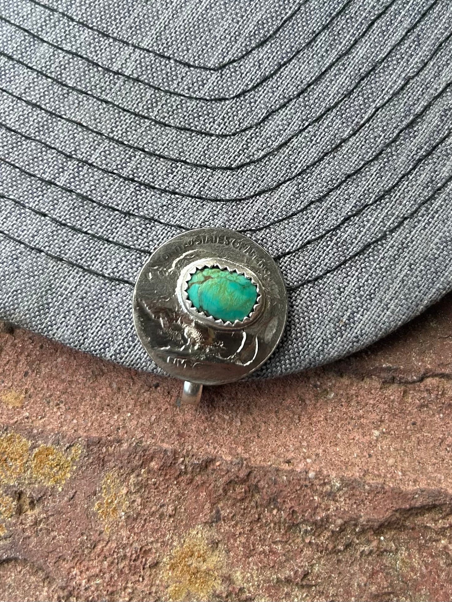 Buffalo nickel turquoise hat clips