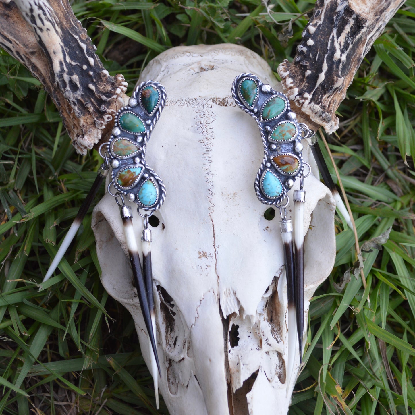 Turquoise Crawler Quill Earrings