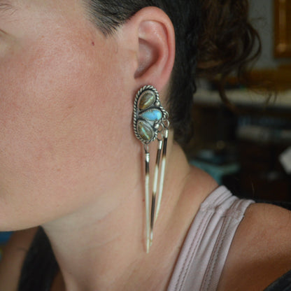 Turquoise Cluster Quill Earrings