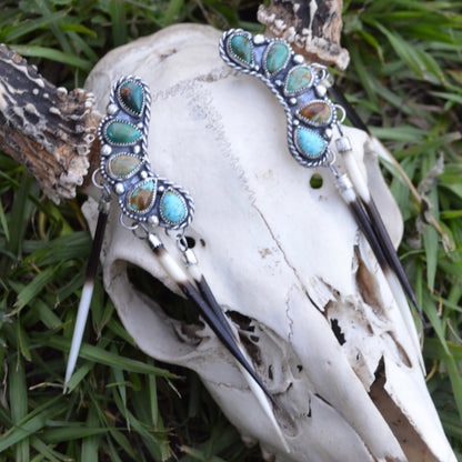 Turquoise Crawler Quill Earrings