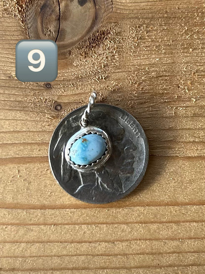 Buffalo Nickel and Turquoise Pendant