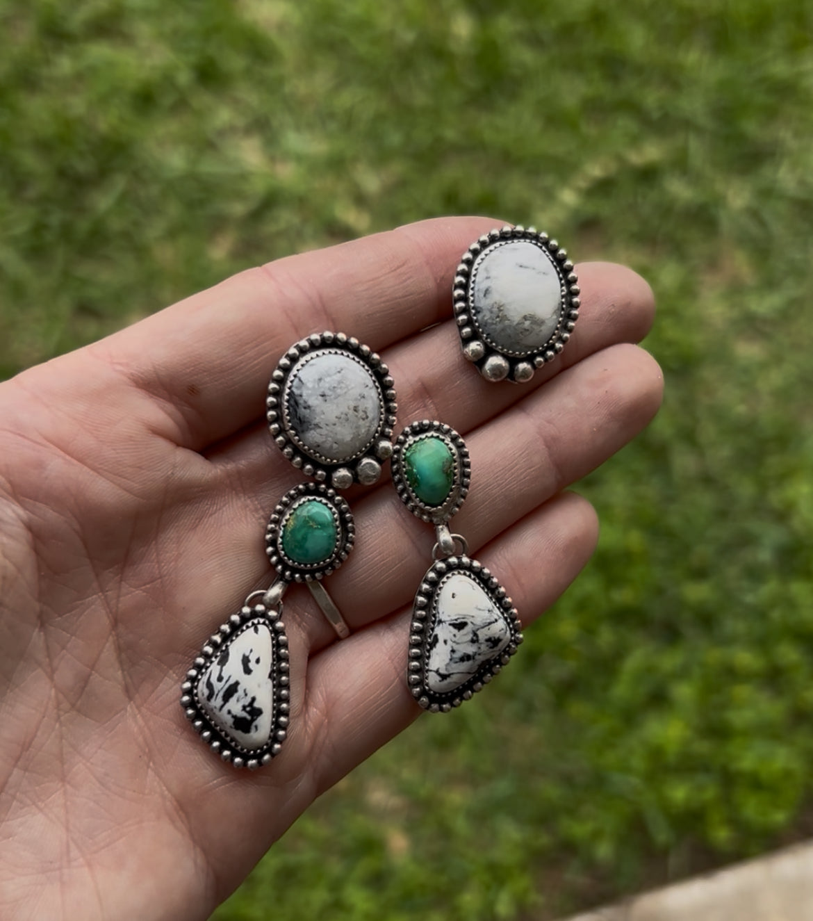 Sonoran Mountain and White Buffalo Earrings