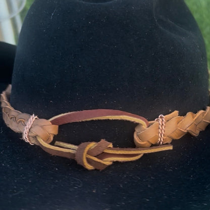 Turquoise and Copper Leather hat band