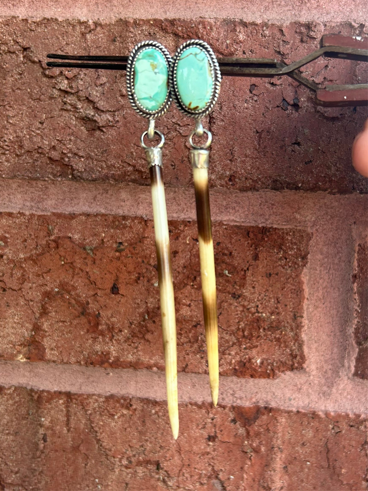 Turquoise Porcupine Quill Earrings