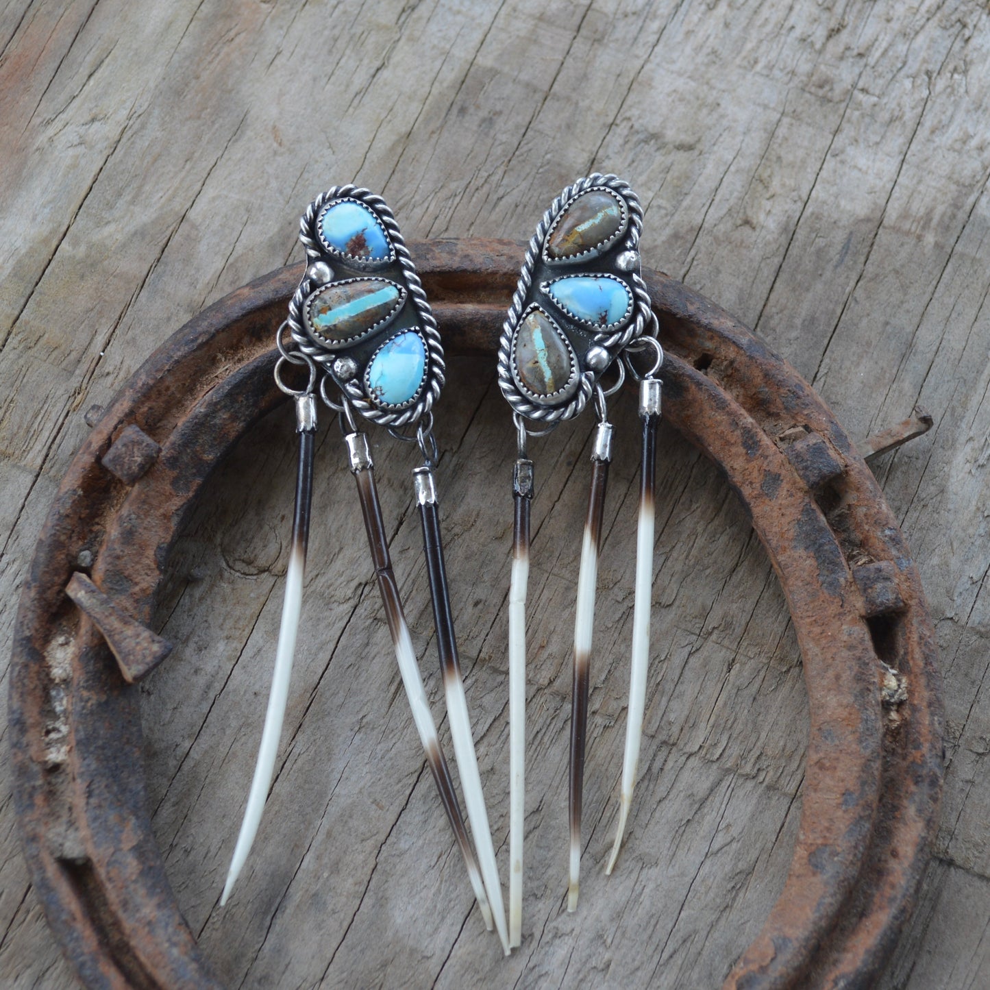 Turquoise Cluster Quill Earrings