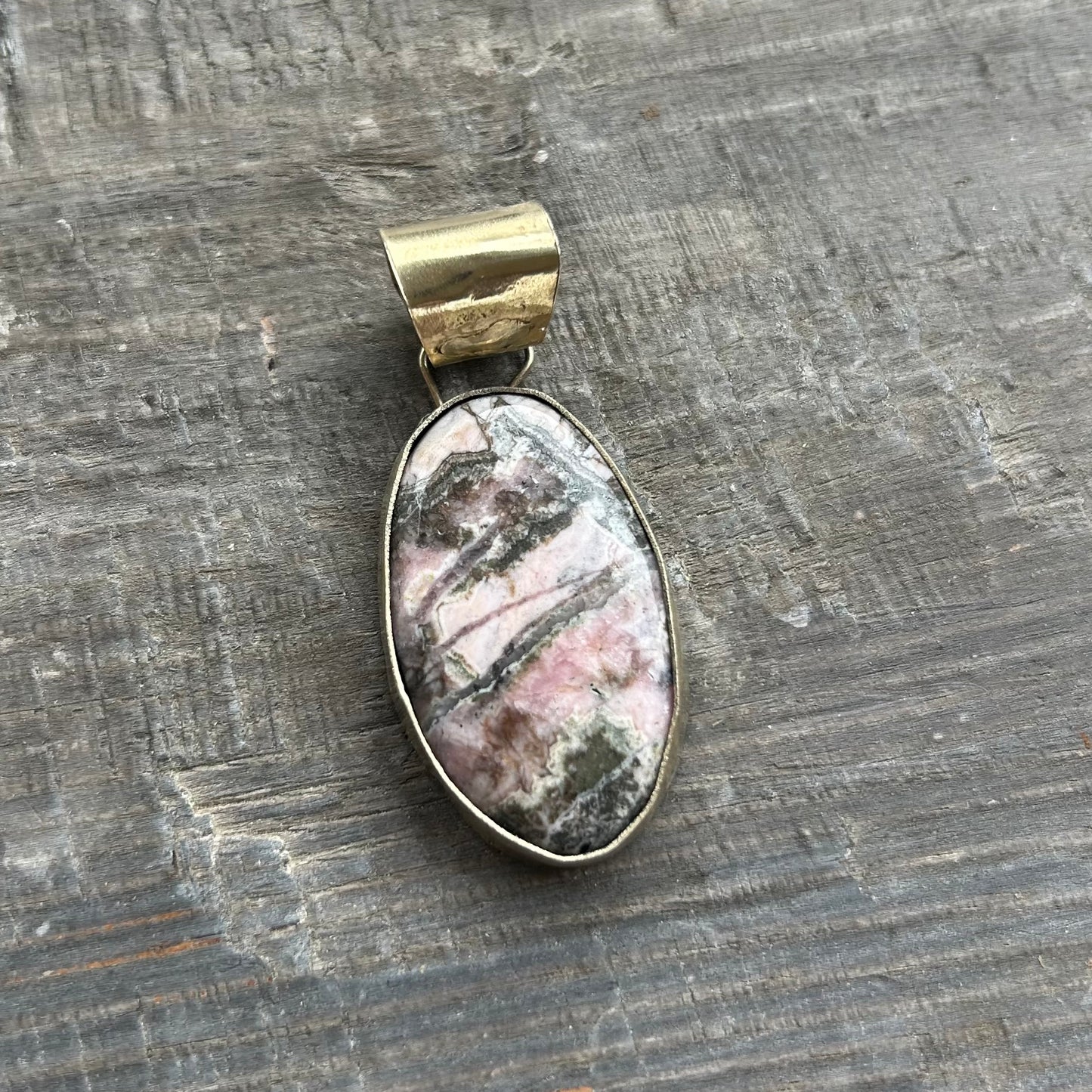Rhodonite Brass Pendant