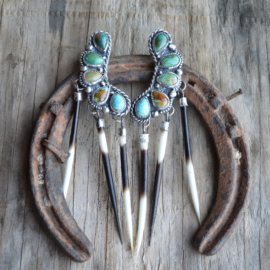 Turquoise Crawler Quill Earrings