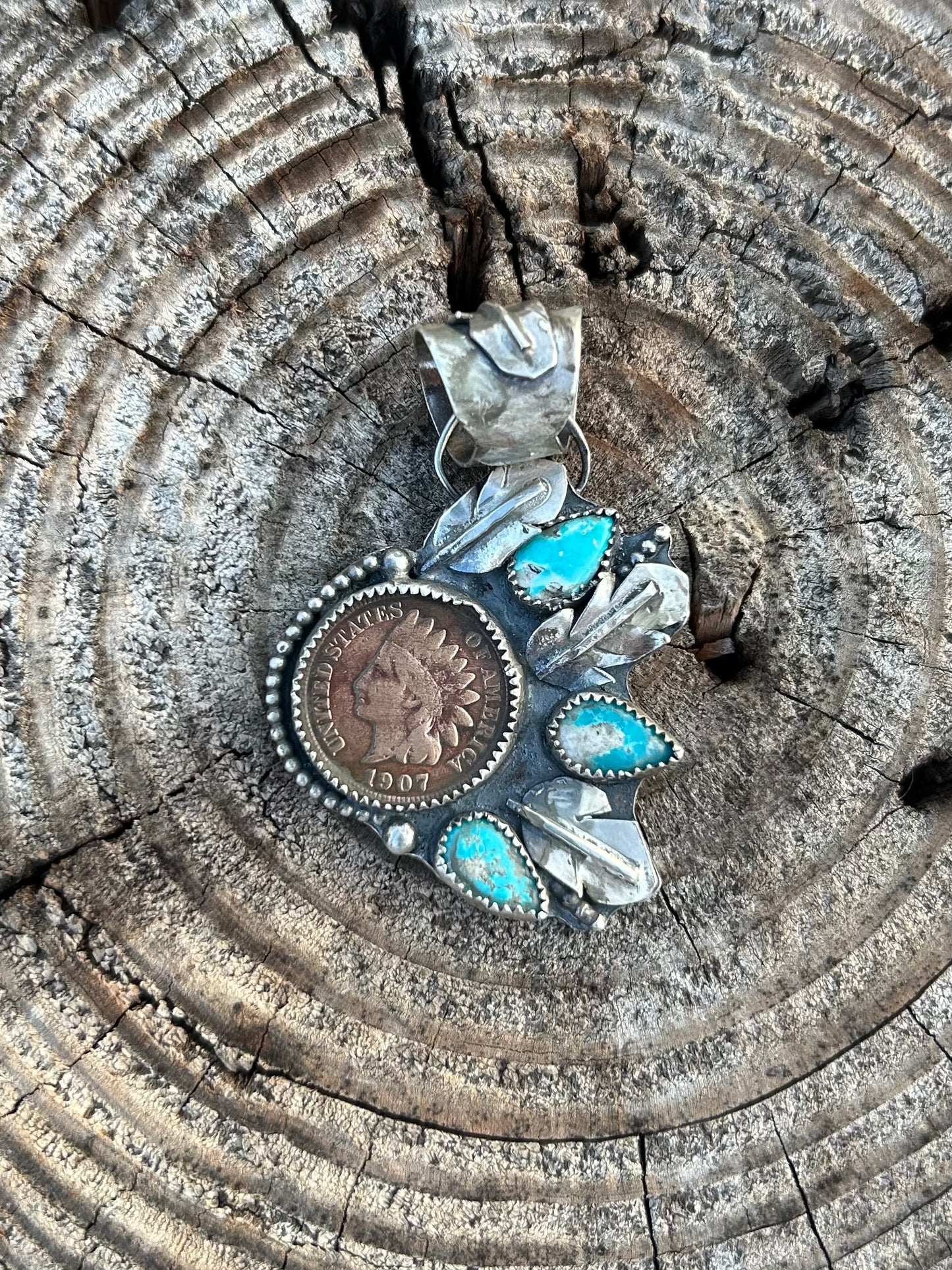 Indian Head Penny Headdress Pendant