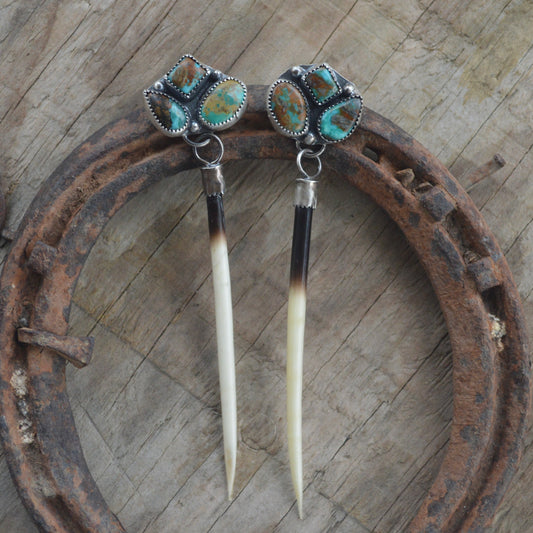 Turquoise Cluster Quill Earrings
