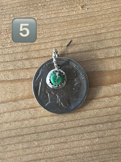 Buffalo Nickel and Turquoise Pendant