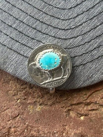 Buffalo nickel turquoise hat clips
