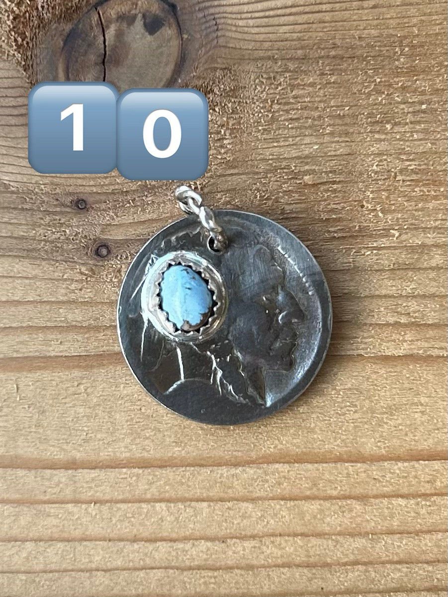Buffalo Nickel and Turquoise Pendant