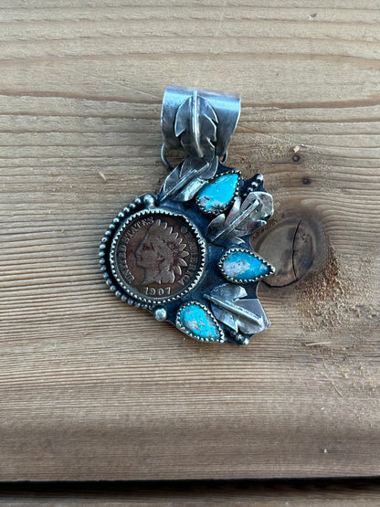 Indian Head Penny Headdress Pendant