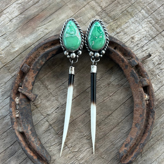 Lucien Variscite Quill Earrings