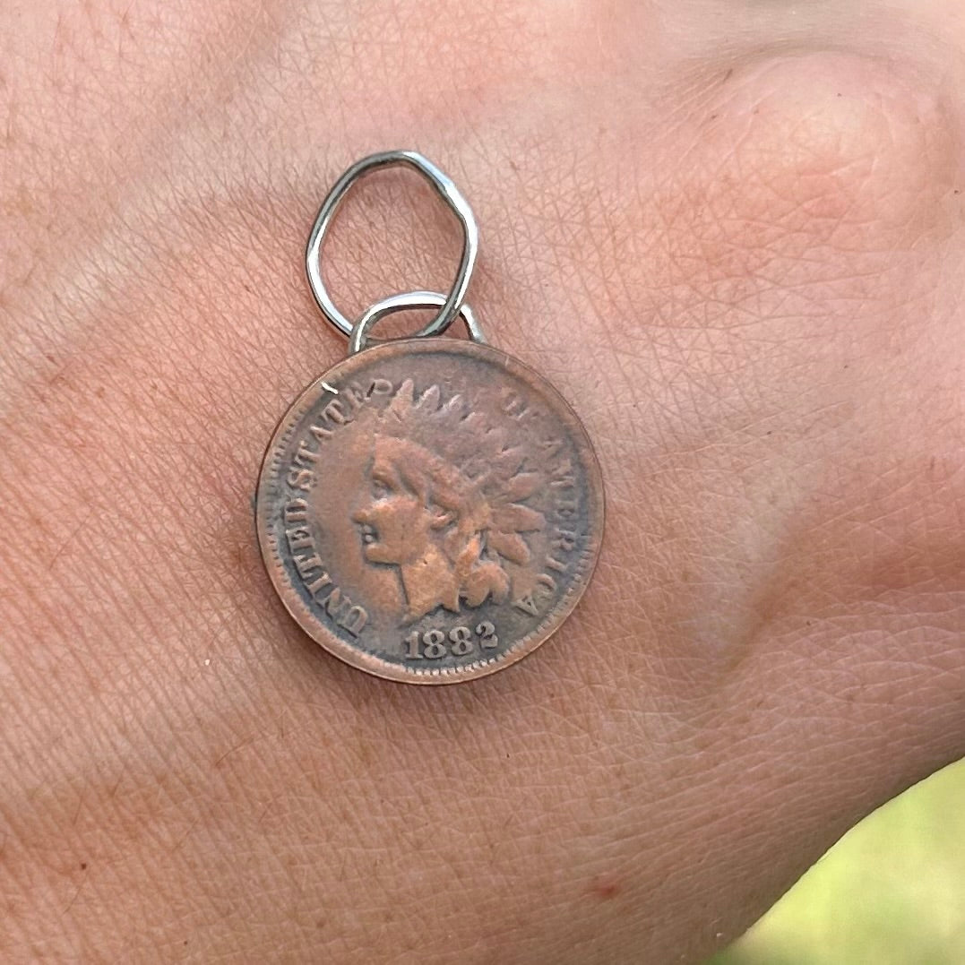 Penny white Buffalo coin pendant