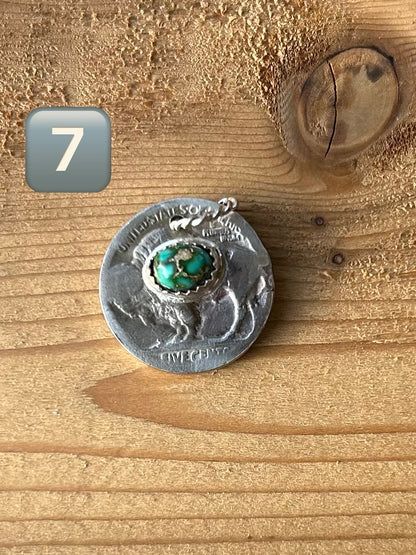 Buffalo Nickel and Turquoise Pendant