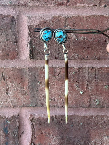 Turquoise Porcupine Quill Earrings
