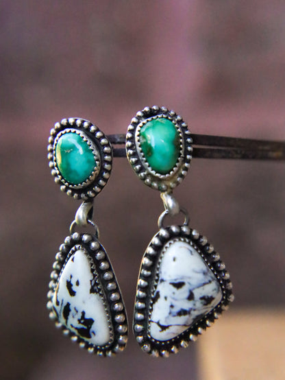 Sonoran Mountain and White Buffalo Earrings