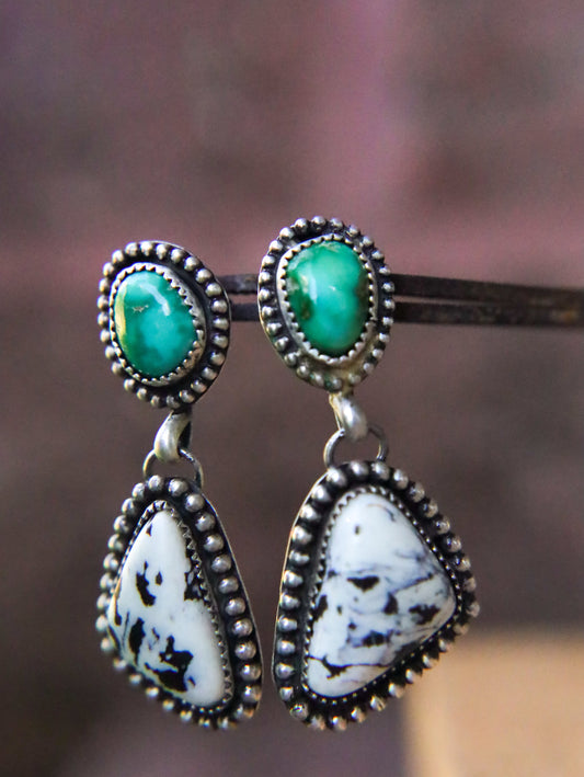Sonoran Mountain and White Buffalo Earrings