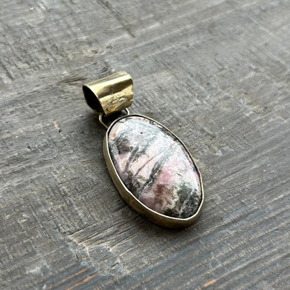 Rhodonite Brass Pendant