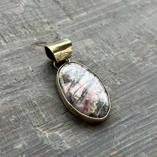 Rhodonite Brass Pendant