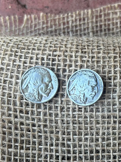 Coin stud earrings