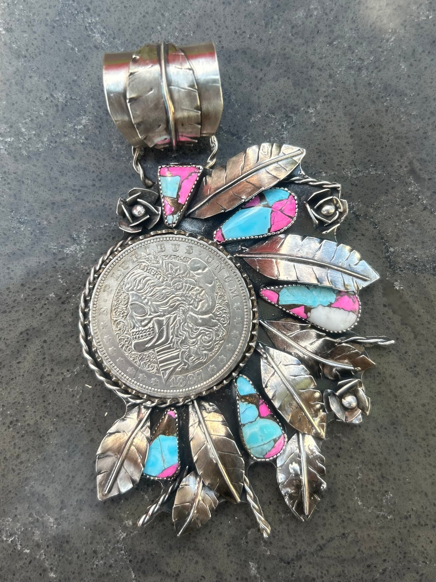 Cotton Candy Skull pendant