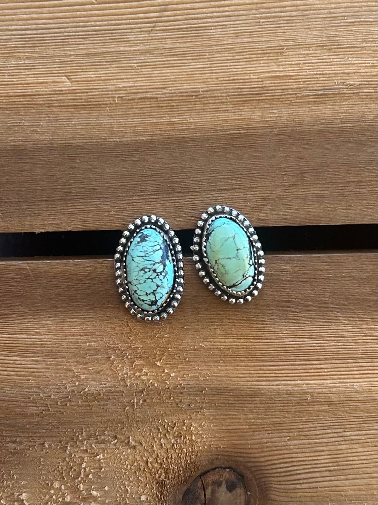 Small Black Jack Oval Studs