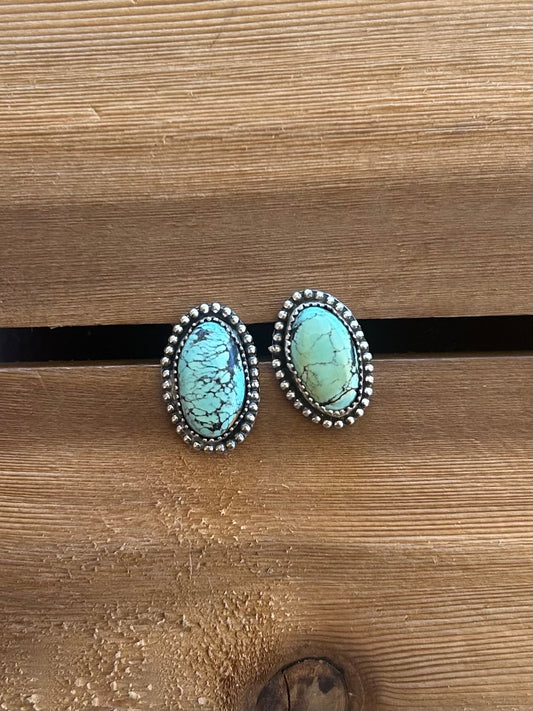 Small Black Jack Oval Studs