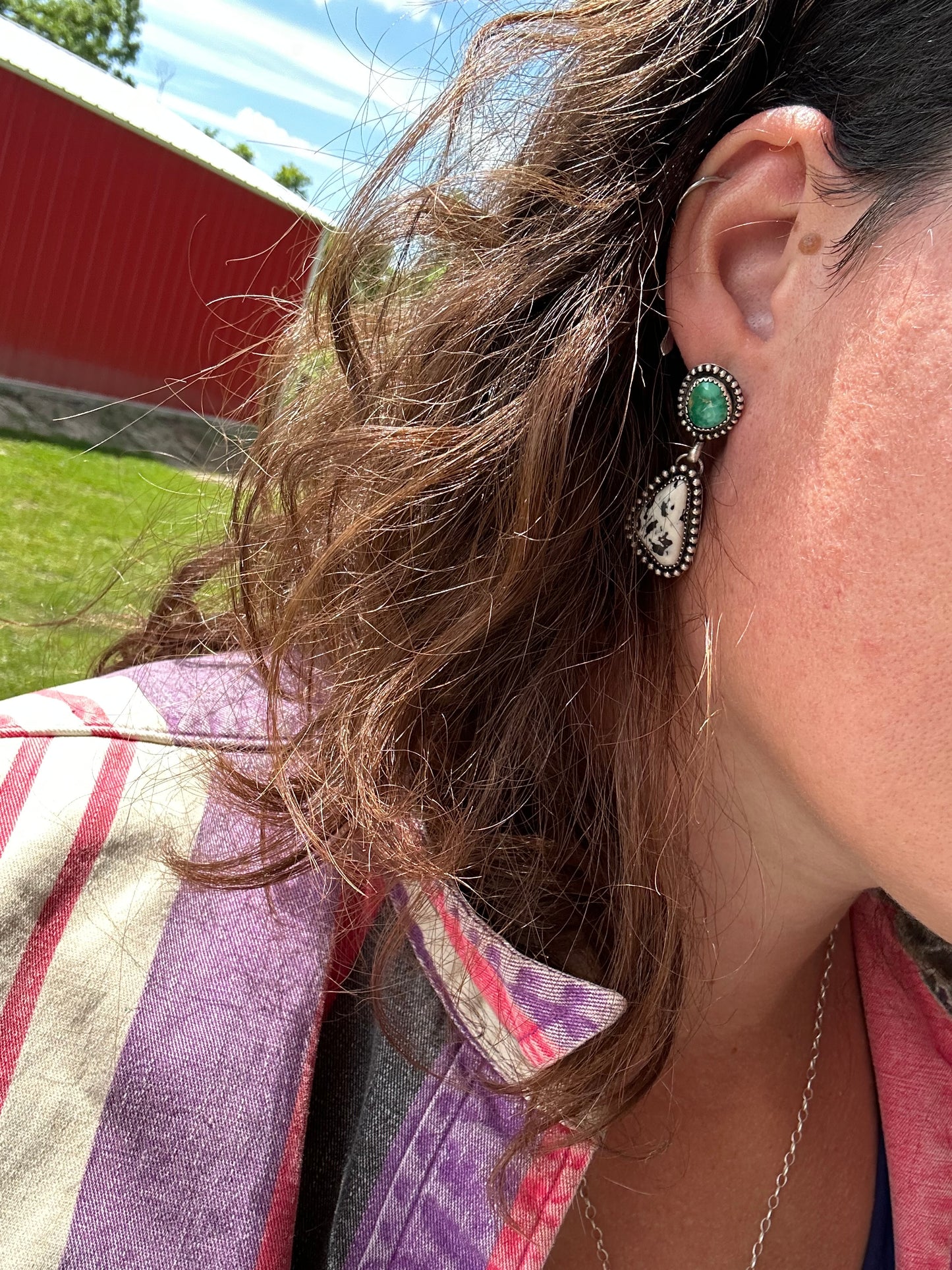 Sonoran Mountain and White Buffalo Earrings