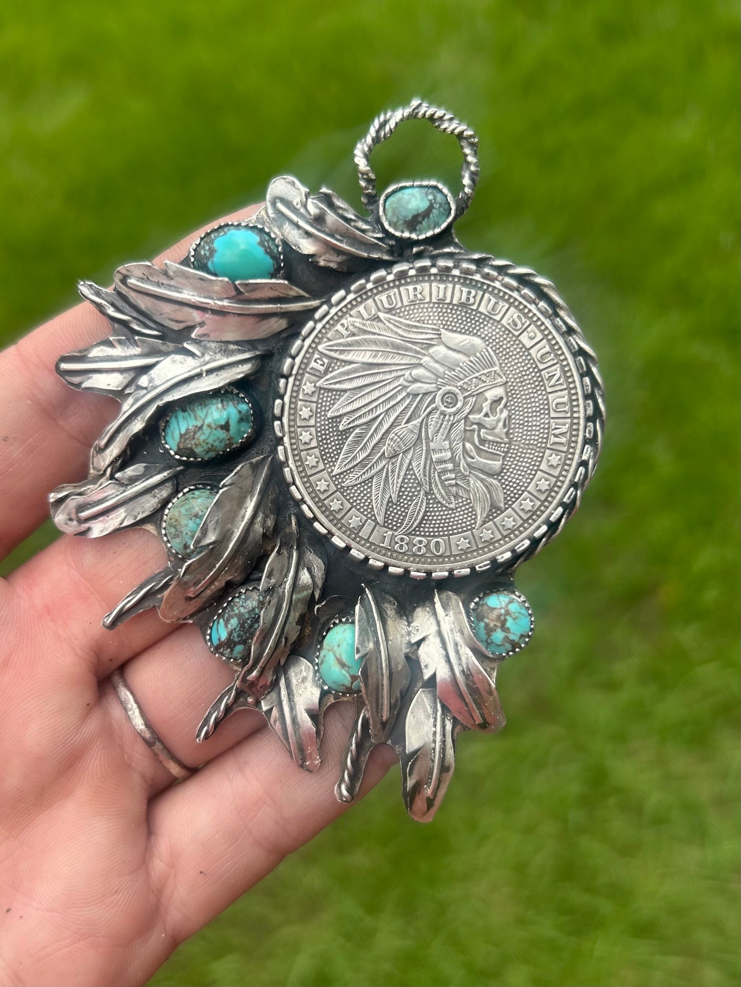 Indian Skull Head Coin Pendant
